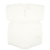 Garter stitch romper with ribbed waist and cord CREAM
