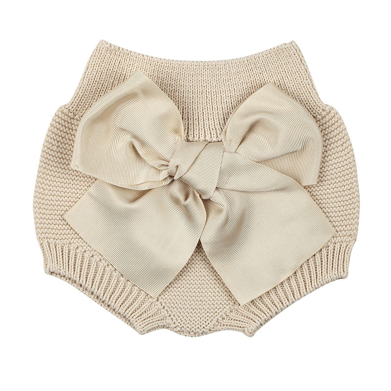 Garter stitch culotte with large grosgrain bow LINEN