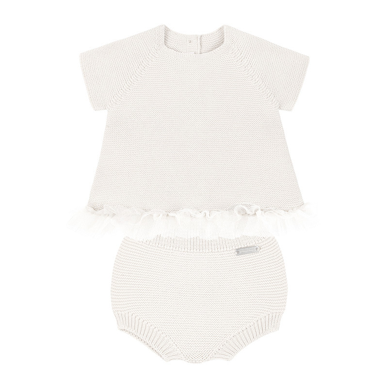 Ensemble tulle (pull evasé et culotte) CREME