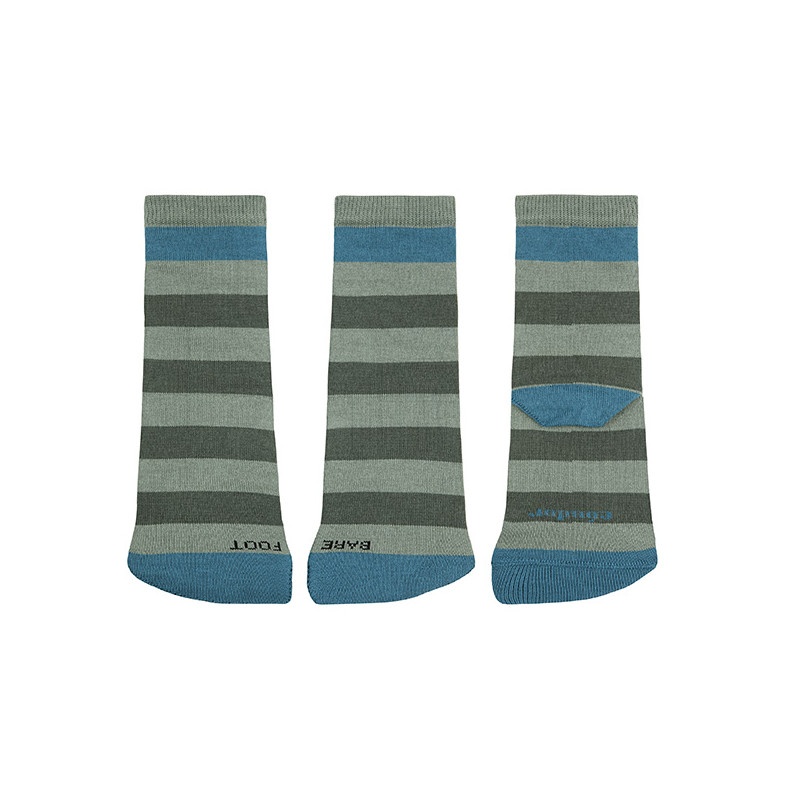 Striped barefoot socks with terry toe LICHEN GREEN