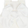 Garter stitch romper with large grosgrain bow CREAM