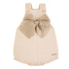 Garter stitch romper with large grosgrain bow LINEN