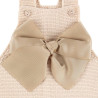 Garter stitch romper with large grosgrain bow LINEN