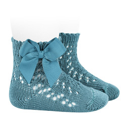 Perle cotton openwork socks...