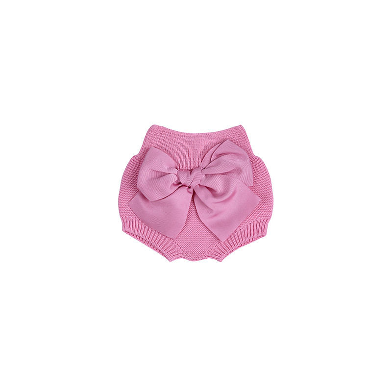 Culotte point mousse et gran noeud grosgrain ROSE BONBON