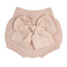 Garter stitch culotte with large grosgrain bow NUDE