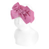 Garter stitch headband with large grosgrain bow CHEWING GUM