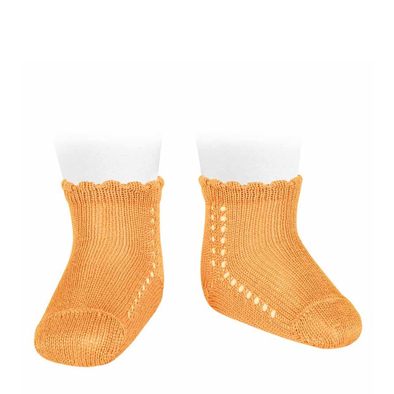 Perle side openwork short socks PEACH