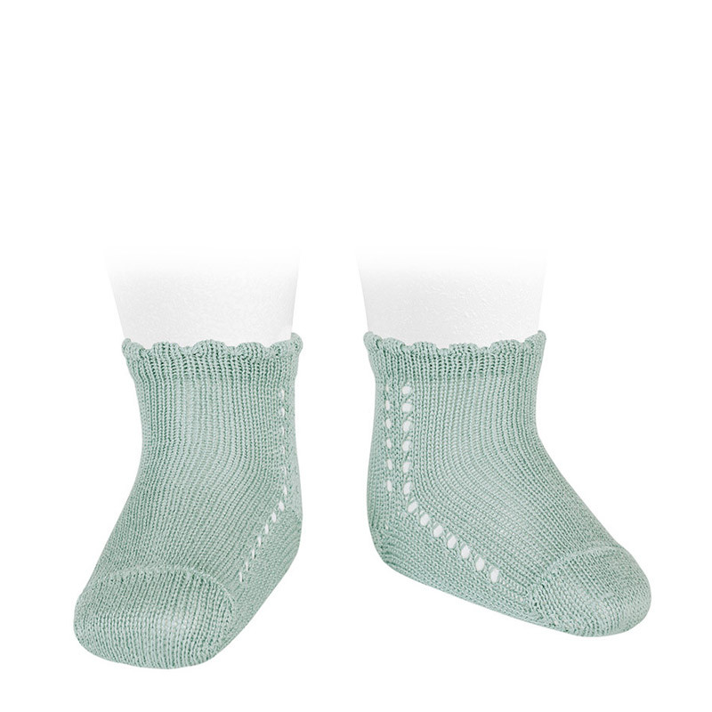 Perle side openwork short socks SEA MIST