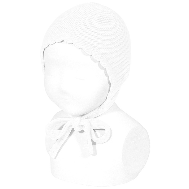 Classic garter stitch bonnet WHITE