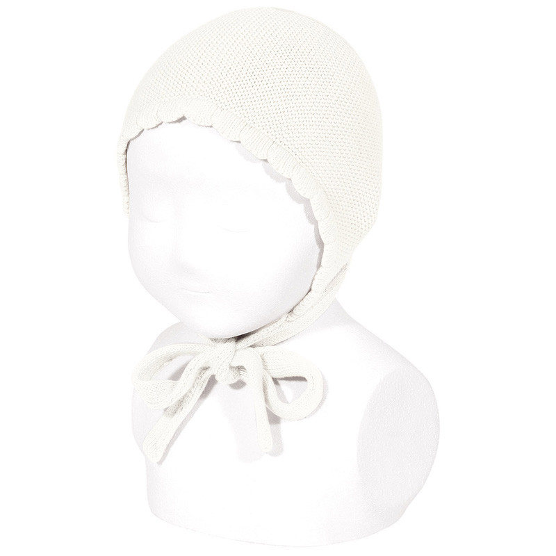 Classic garter stitch bonnet CREAM