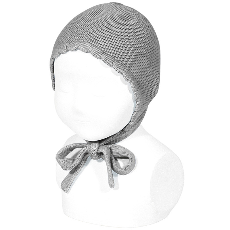 Classic garter stitch bonnet LIGHT GREY