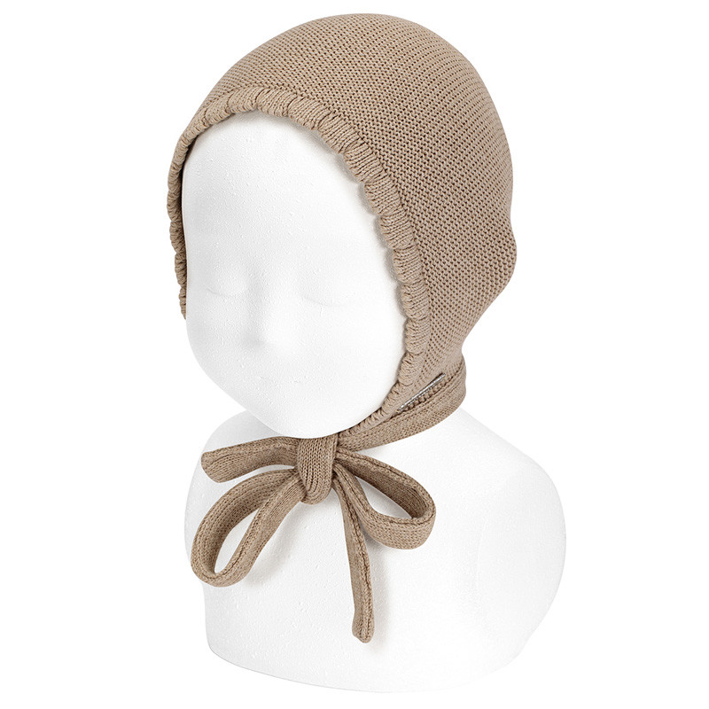 Classic garter stitch bonnet NOUGAT