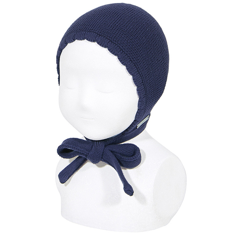 Classic garter stitch bonnet NAVY BLUE
