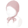 Classic garter stitch bonnet PALE PINK