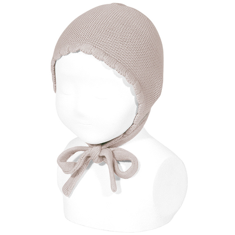 Classic garter stitch bonnet OLD ROSE