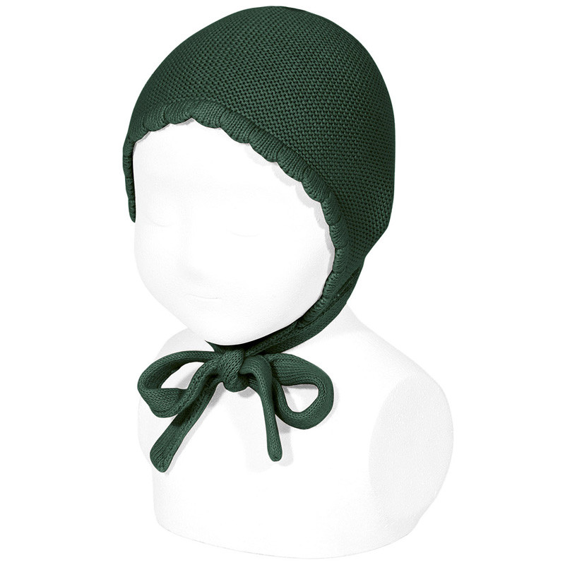 Classic garter stitch bonnet BOTTLE GREEN