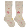 Merino wool blend knee socks with colorful houses NOUGAT
