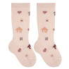 Merino wool blend knee socks with colorful houses NUDE