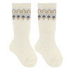 Merino wool blend border knee socks BEIGE