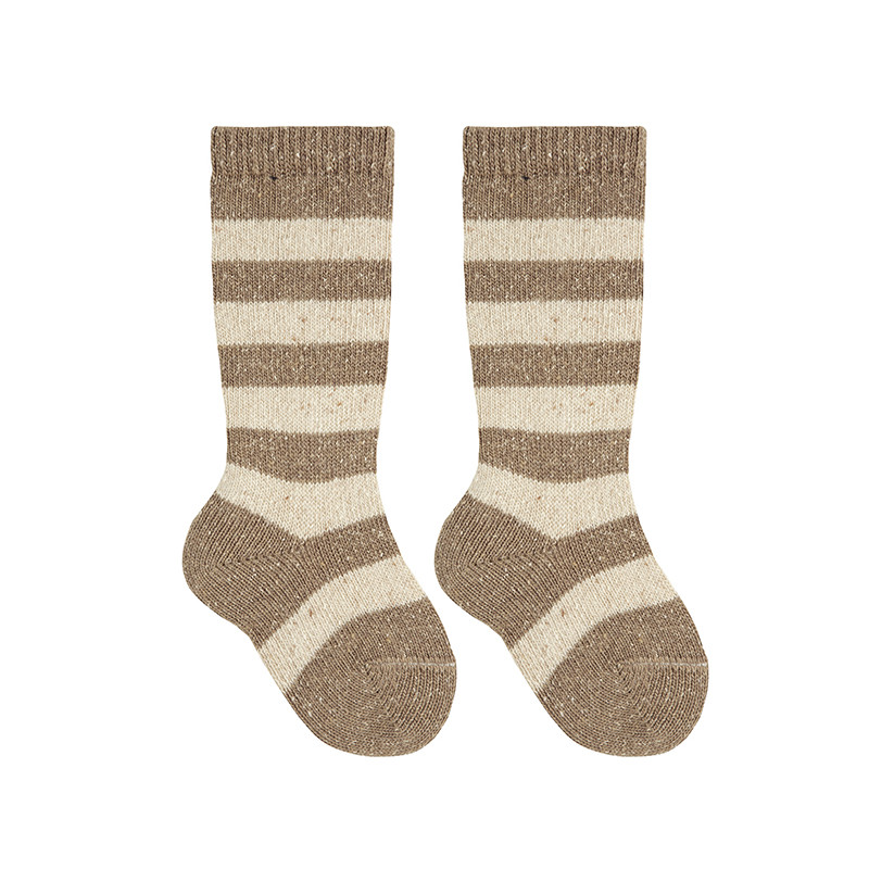 Striped tweed knee socks BROWN TWEED