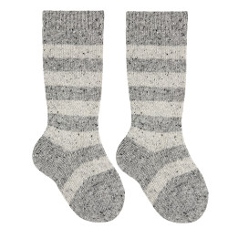 Striped tweed knee socks GREY