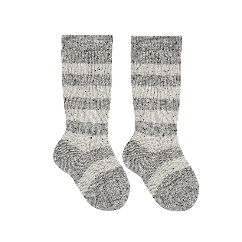 Striped tweed knee socks GREY