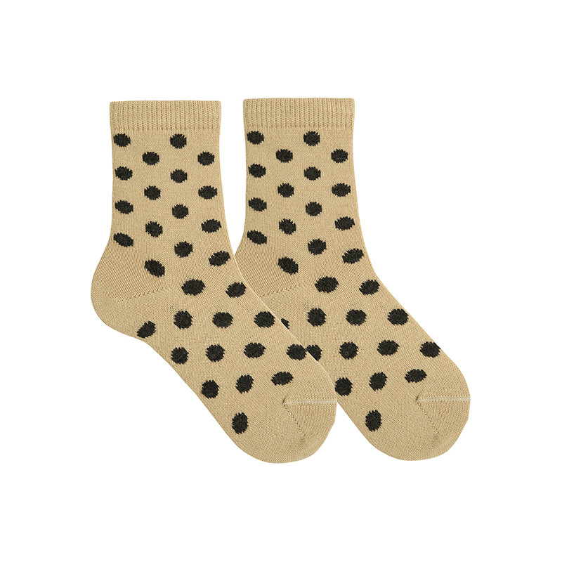 Merino wool blend socks with polka dots BEIGE