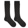 Merino wool blend knee socks with microchecks BLACK