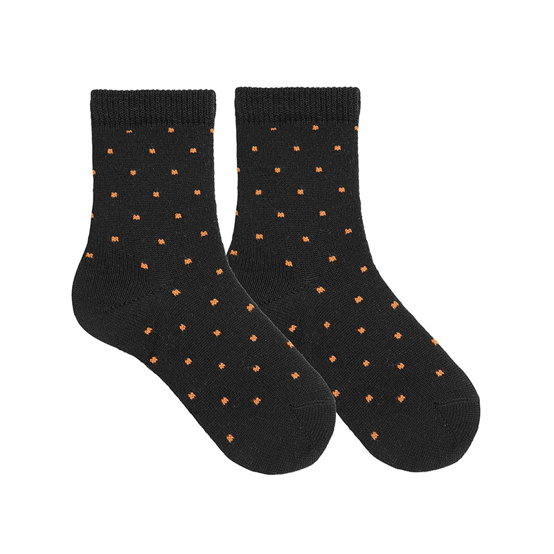 Calze in misto lana merinos con micro quadri NERO