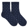 Chaussettes mérinos mélangée à micro carreaux BLEU MARINE