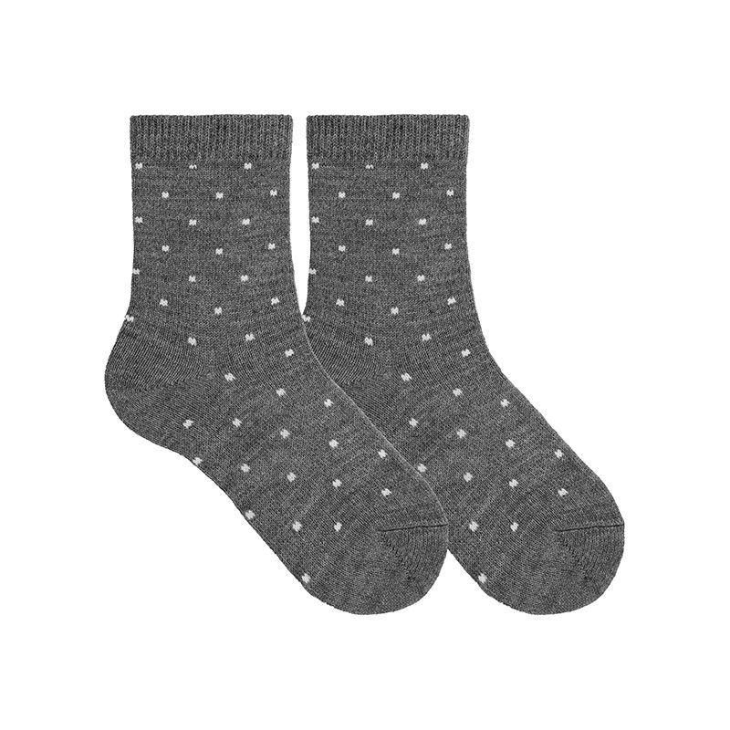 Mitjons mescla de llana merino amb micro quadres GRIS CLAR