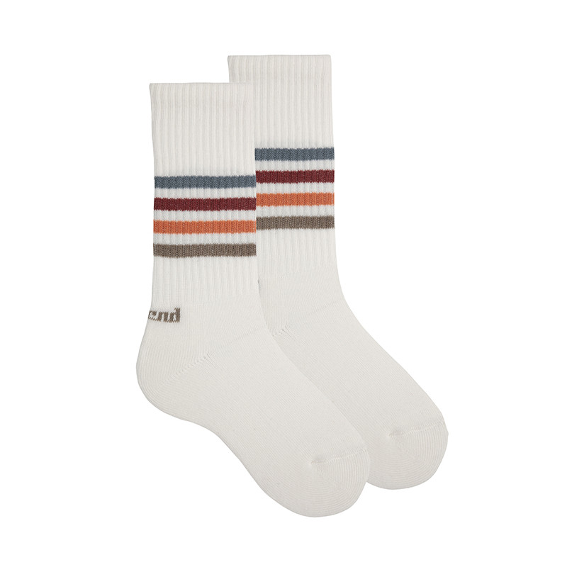 Mitjons alts sport 4 franges BLANC/VERMELL