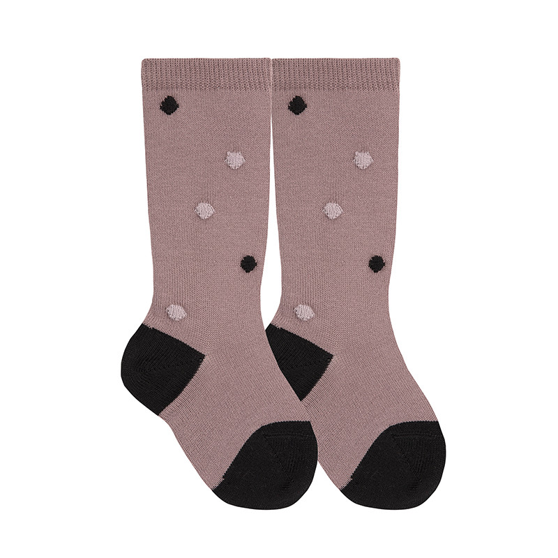 Knee socks with coloured bobbles IRIS