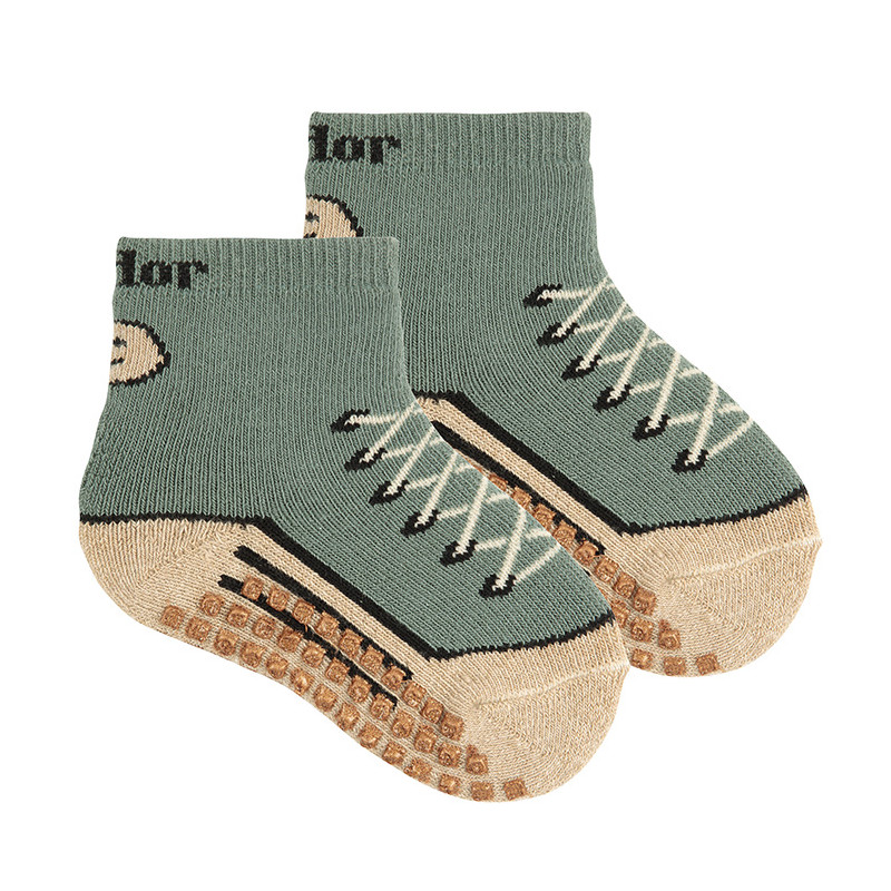 Chaussettes antidérapantes baskets VERT LICHEN