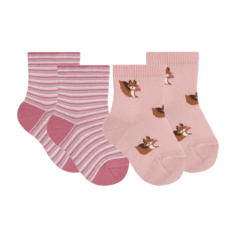 Pack: 1 parell mitjons esquirol + 1 parell llistat ROSA MAQUILLATGE