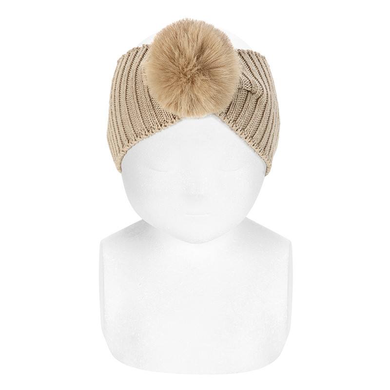 Fascia per capelli con pompon pelliccia sintetica TORRONE