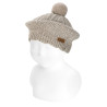 Link stitch merino wool-blend beret with pompom NOUGAT