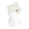 Link stitch merino wool-blend beret withpompom BEIGE