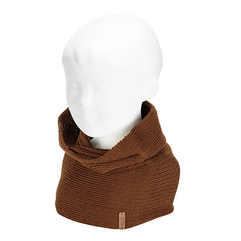 Coll mescla llana merino amb canalé XOCOLATA