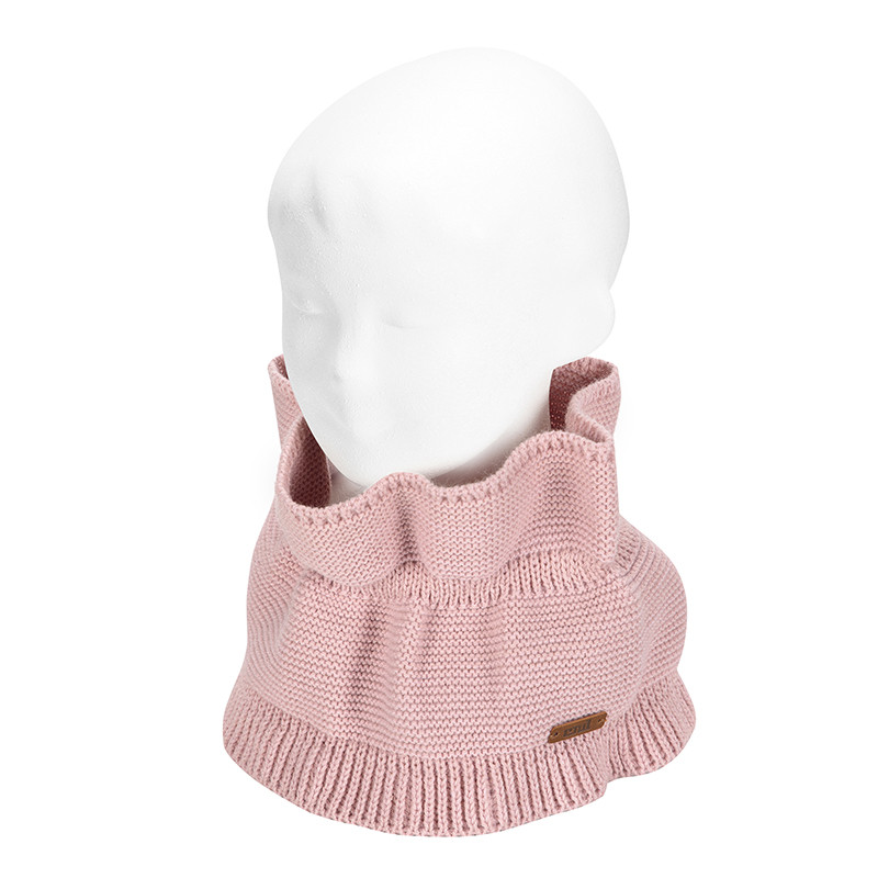 Flounced garter stitch snood scarf PALE PINK