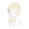 Bonnet avec doublure et ruban en velours ECRU