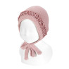 Cuffietta con risvolto con nastro in velluto ROSA PALLIDO