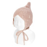 Bonnet ajouré elfe en laine mérinos mélangé NUDE