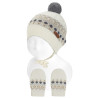 Merino wool set (border knit hat + mittens) BEIGE