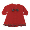 Openwork garter stitch dress with scottish bow RED VELVET