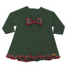 Vestido punto bobo calado con lazo cuadro escoces VERDE BOTELLA