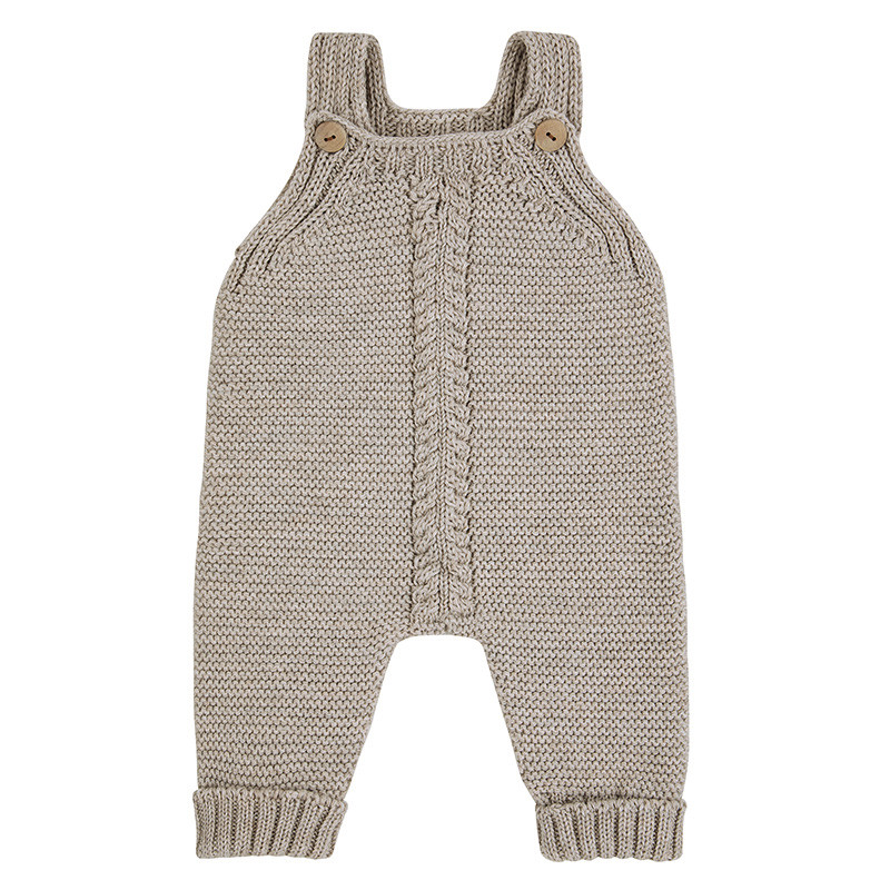 Merino wool blend braided baby romper NOUGAT