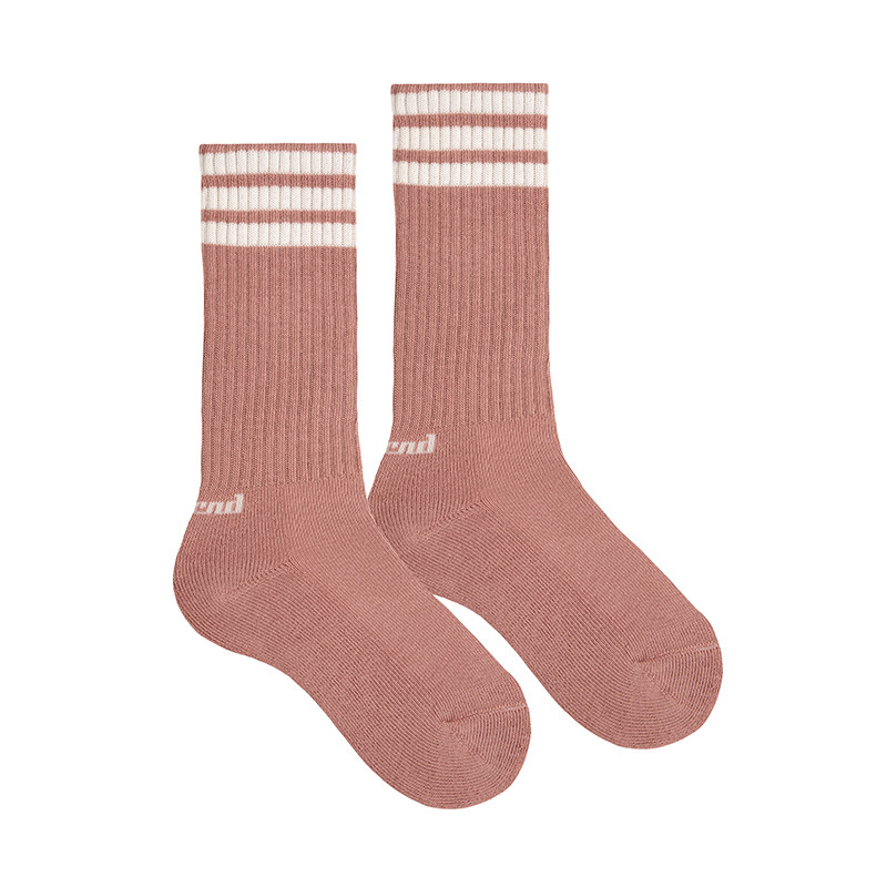 Calze lunghe sport 3 strisce, suola in spugna TERRACOTA