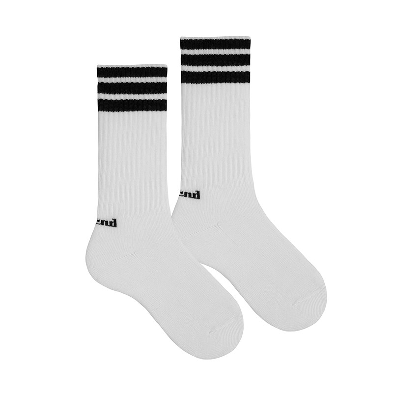 Calze lunghe sport 3 strisce, suola in spugna BIANCO